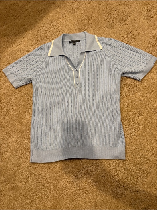 Adrianna Papell Tops - Light Blue Short Sleeve Knit Top/Sweater
